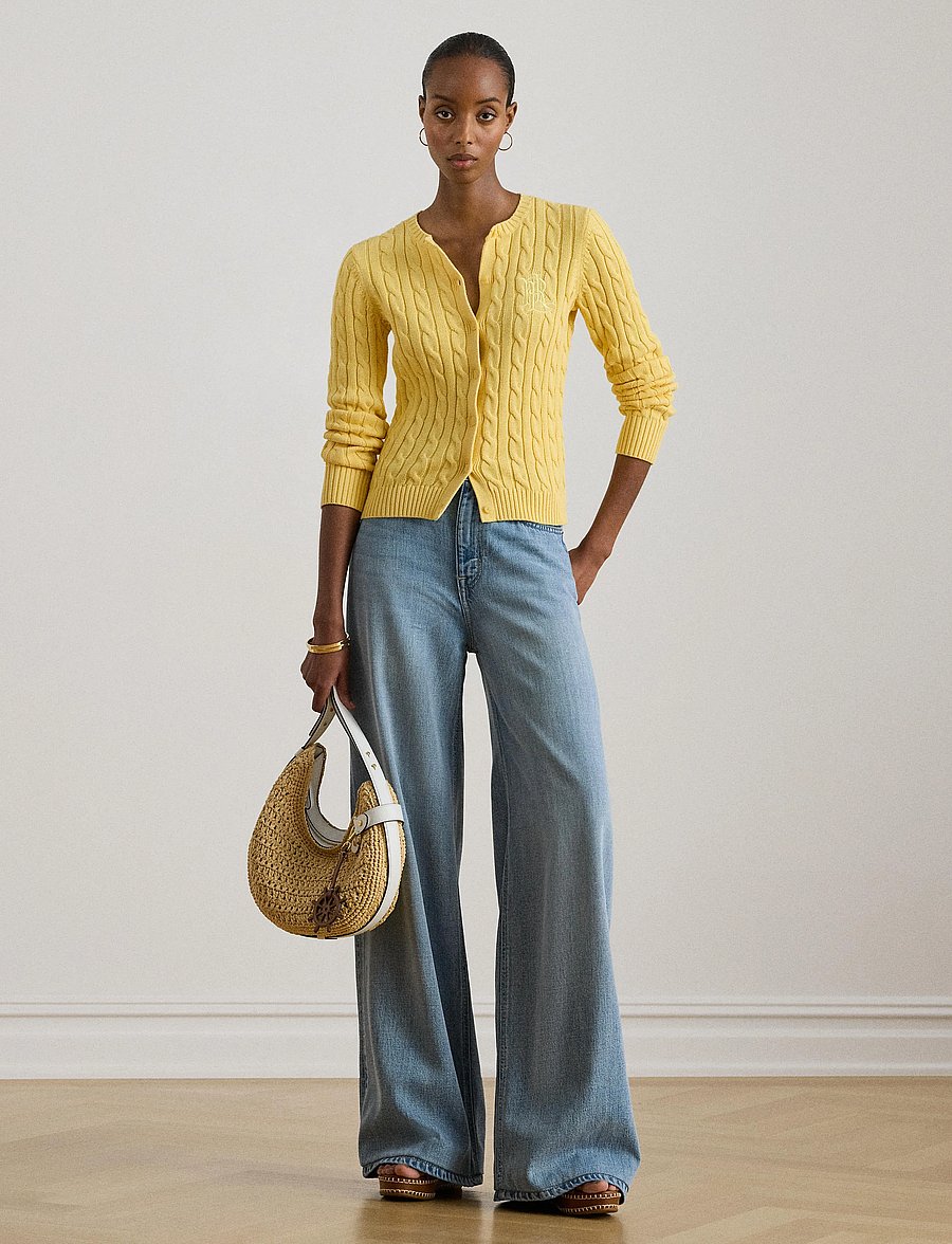 Lauren Ralph Lauren - Cable-Knit Cotton Cardigan - cardigans - lemon sorbet - 5