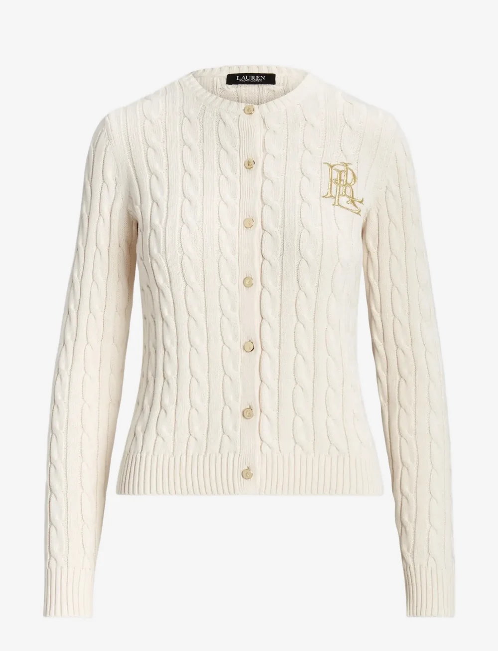 Lauren Ralph Lauren - Cable-Knit Cotton Cardigan - kardiganid - mascarpone cream - 1