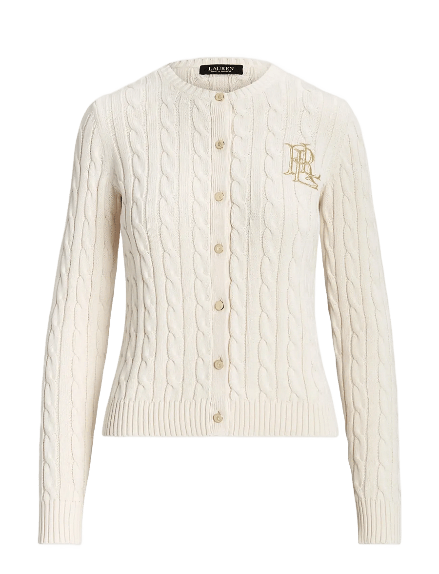Lauren Ralph Lauren - GASSED COTTON-CARDIGAN - cardigans - mascarpone cream - 1