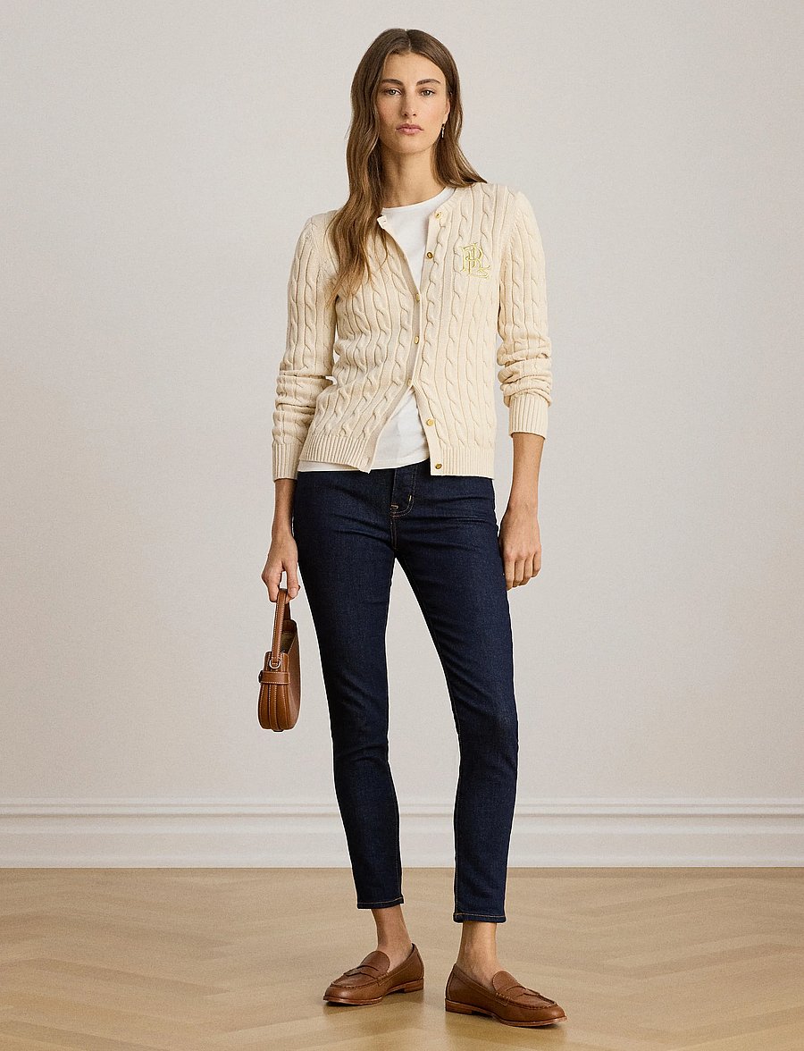 Lauren Ralph Lauren - GASSED COTTON-CARDIGAN - cardigans - mascarpone cream - 0