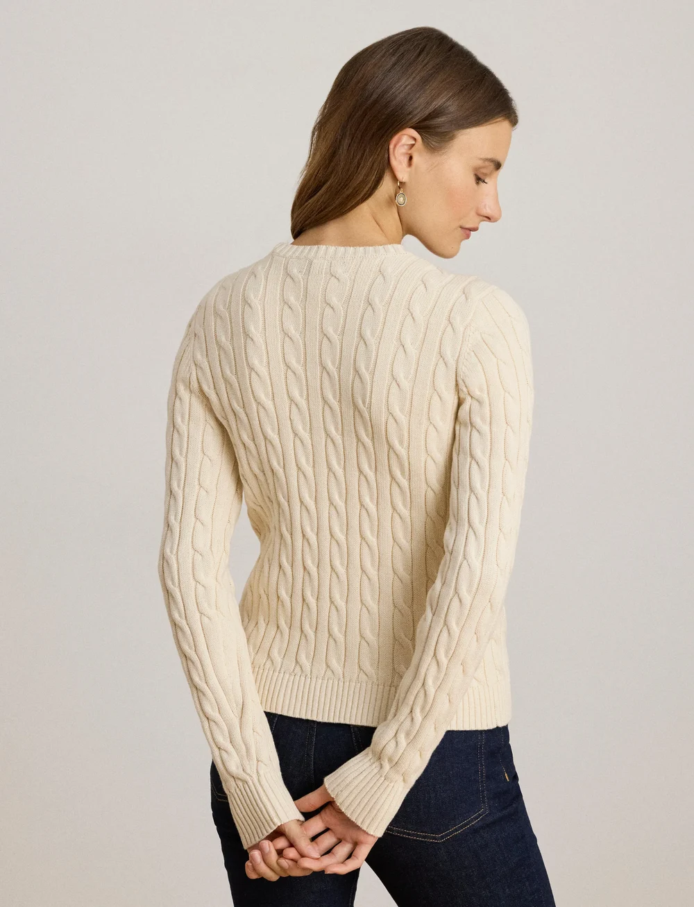 Lauren Ralph Lauren - Cable-Knit Cotton Cardigan - kardiganid - mascarpone cream - 2