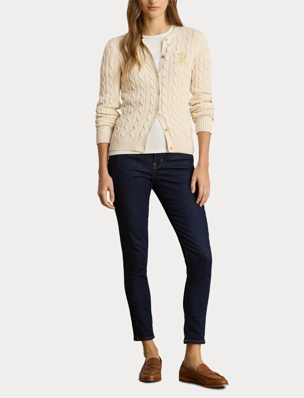 Lauren Ralph Lauren - Cable-Knit Cotton Cardigan - kardiganid - mascarpone cream - 4