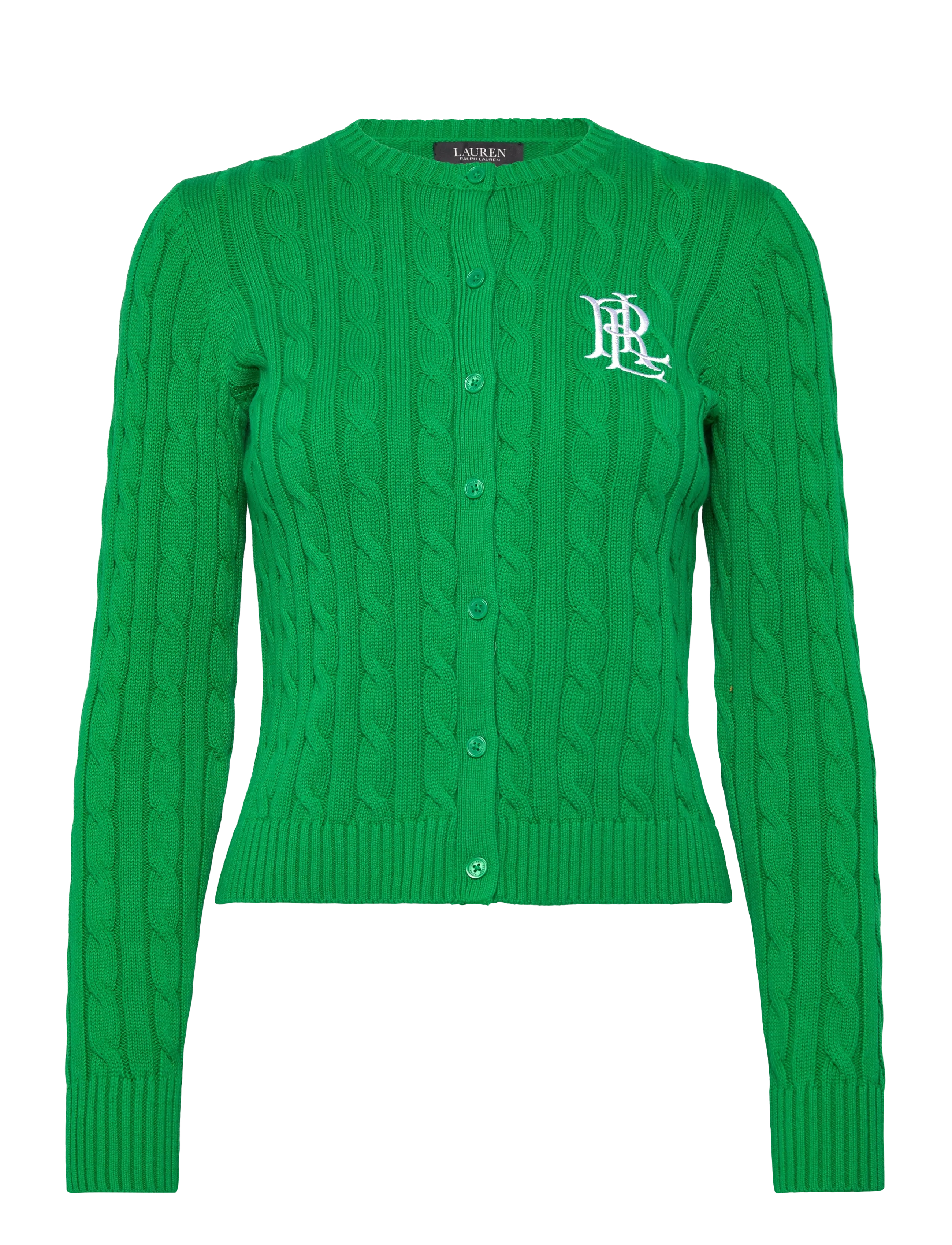 Lauren Ralph Lauren GASSED COTTON-CARDIGAN - Cardigans - STEM / green