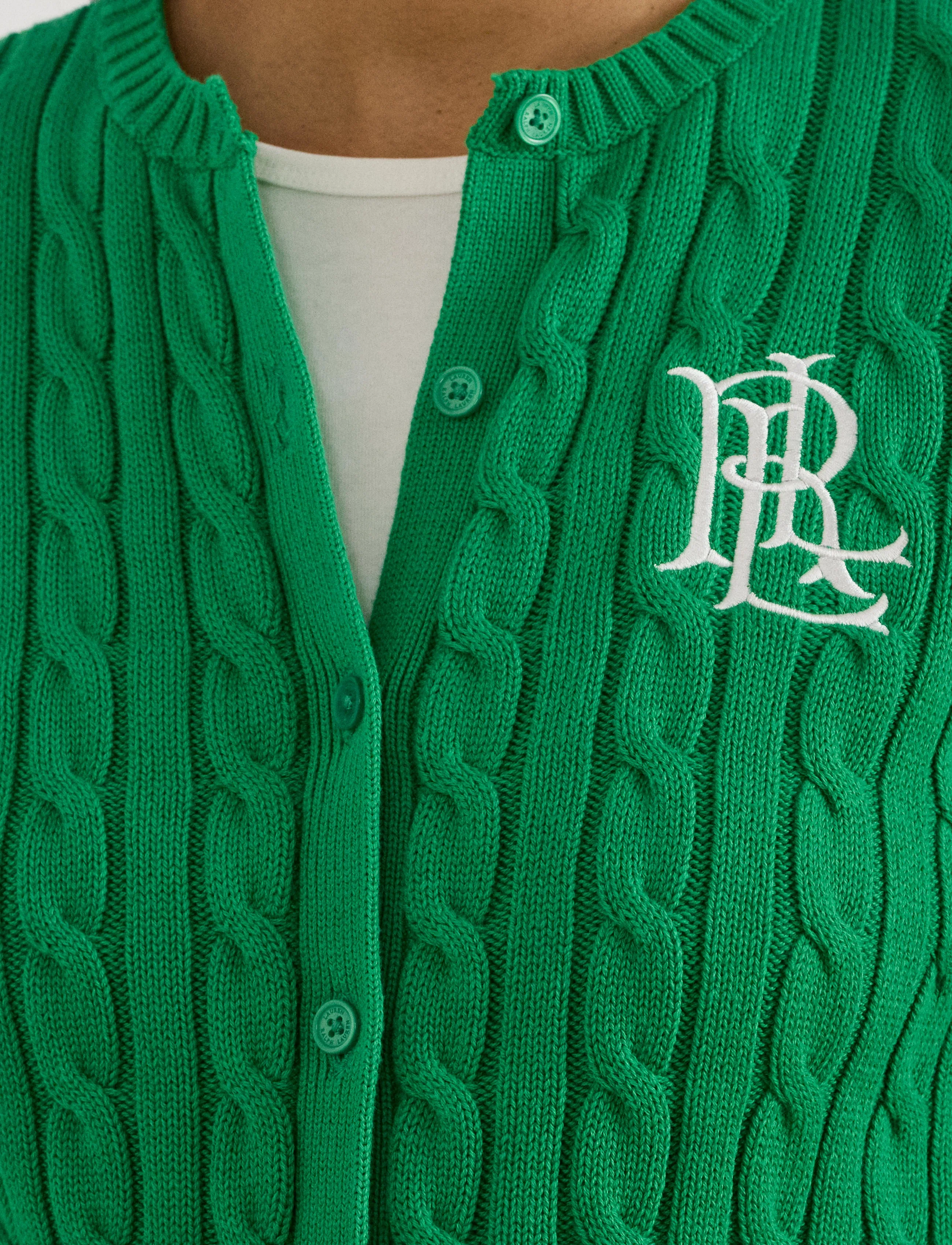 Lauren Ralph Lauren - Cable-Knit Cotton Cardigan - cardigans - stem - 4