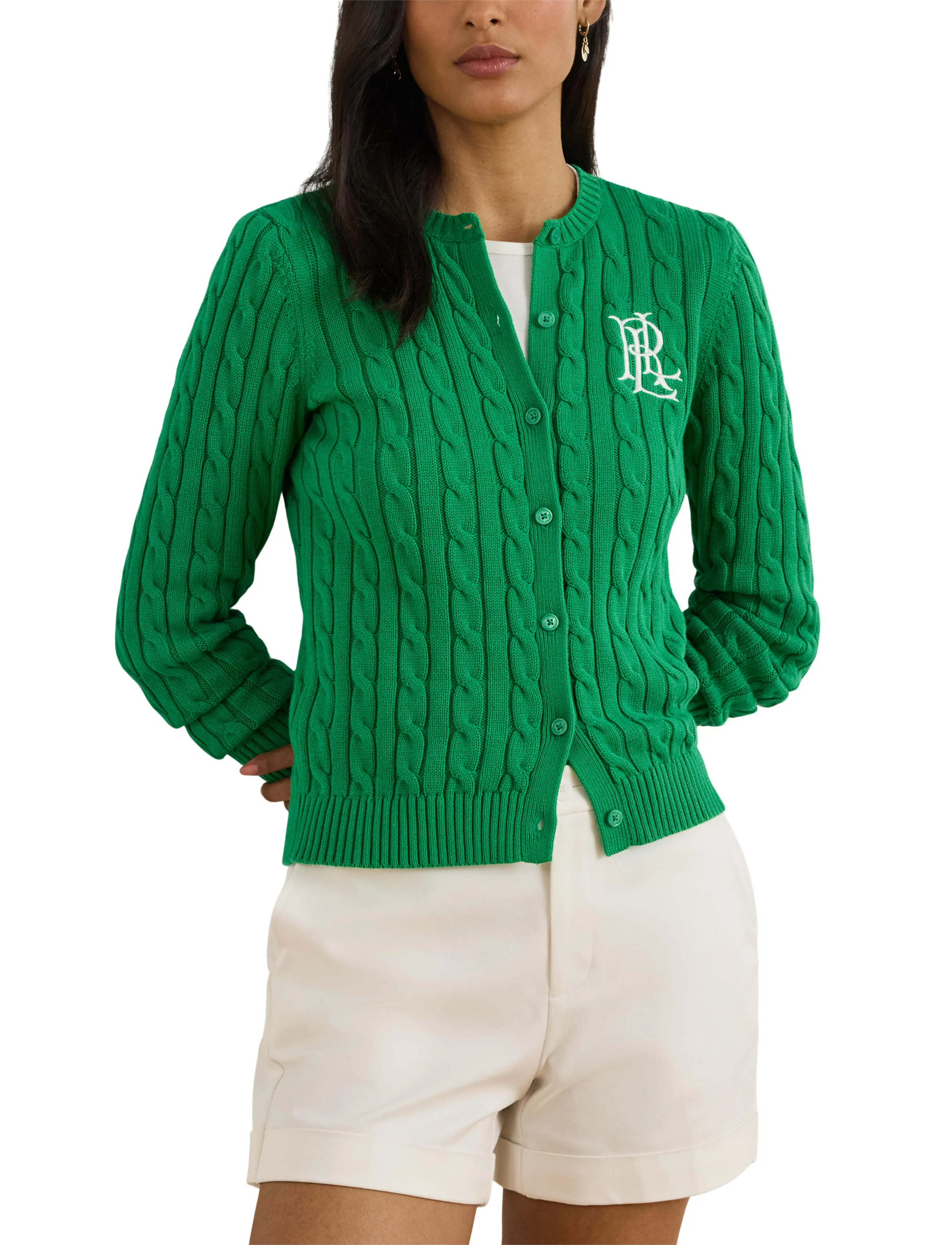 Lauren Ralph Lauren - Cable-Knit Cotton Cardigan - cardigans - stem - 5