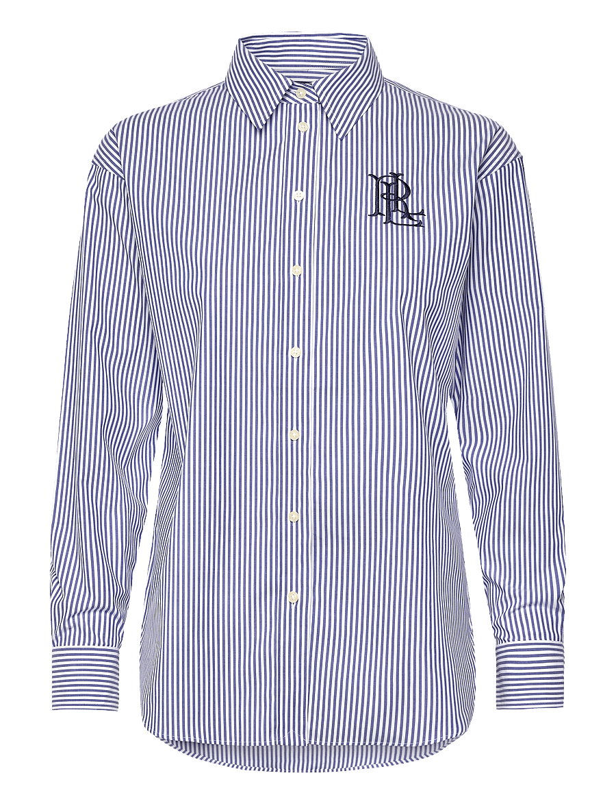 Lauren Ralph Lauren - Relaxed Fit Striped Stretch Cotton Shirt - langærmede skjorter - blue/white - 1