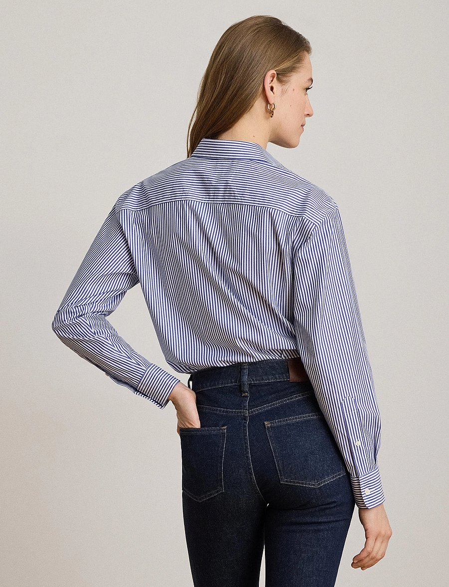 Lauren Ralph Lauren - Relaxed Fit Striped Stretch Cotton Shirt - langærmede skjorter - blue/white - 3