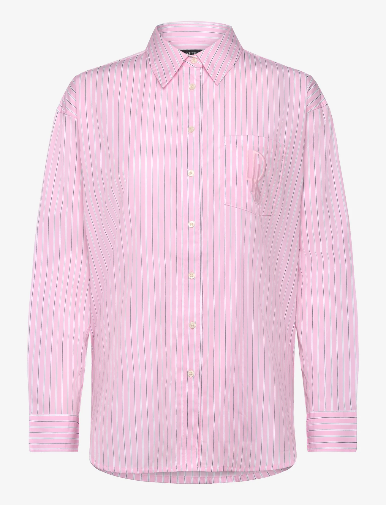 Lauren Ralph Lauren - Relaxed Fit Striped Broadcloth Shirt - langärmlige hemden - pink/white multi - 0