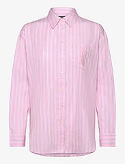 Lauren Ralph Lauren - Relaxed Fit Striped Broadcloth Shirt - langärmlige hemden - pink/white multi - 0
