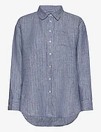 Relaxed Fit PinstripeTK! Linen Shirt - BLUE/WHITE