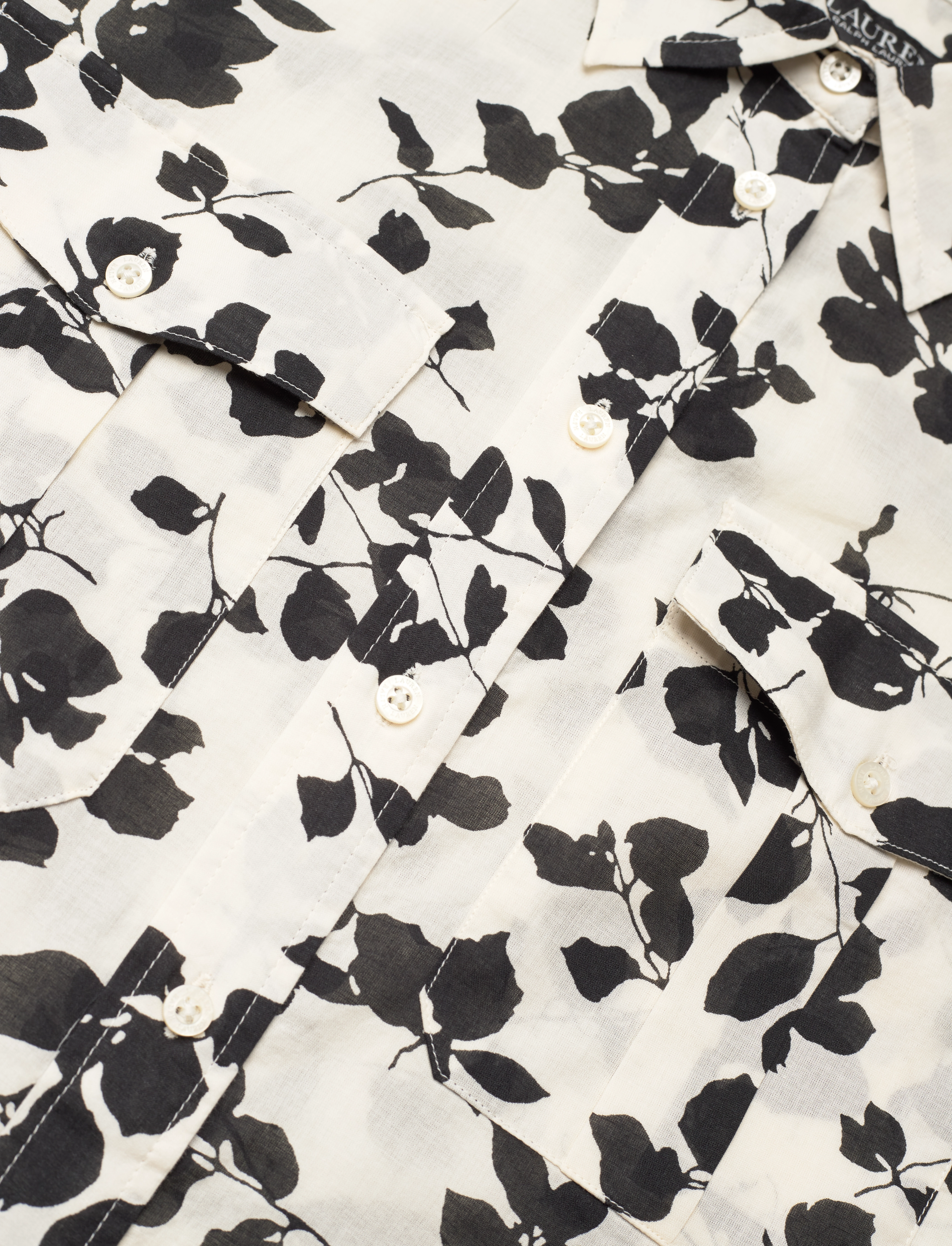 Lauren Ralph Lauren - Classic Fit Leaf-Print Voile Shirt - cream/black - 2