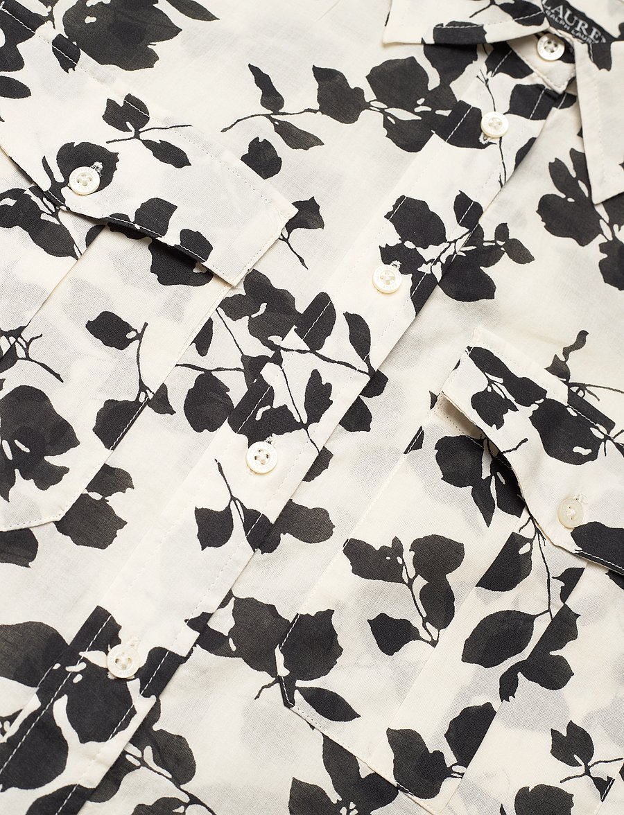 Lauren Ralph Lauren - Classic Fit Leaf-Print Voile Shirt - cream/black - 2