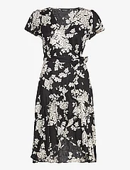 Lauren Ralph Lauren - Floral Linen Flutter-Sleeve Wrap Dress - kleitas ar pārlikumu - black/cream - 0