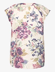 Lauren Ralph Lauren - Floral Linen Flutter-Sleeve Shirt - bluzki bez rękawów - cream multi - 1