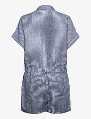 Lauren Ralph Lauren - Pinstripe Linen Short-Sleeve Romper - buksedragter - blue/white - 1