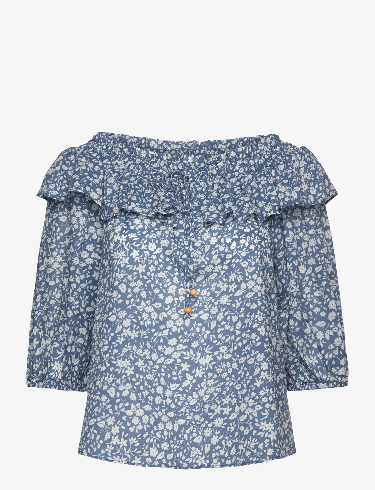Lauren Ralph Lauren - Floral Voile Off-the-Shoulder Blouse - short-sleeved blouses - blue/cream - 0