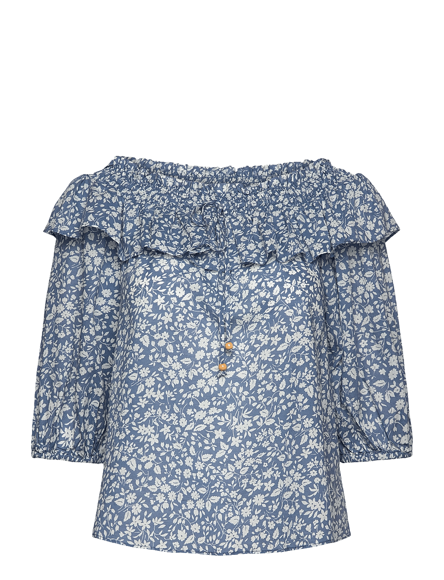Lauren Ralph Lauren - Floral Voile Off-the-Shoulder Blouse - blue/cream - 0