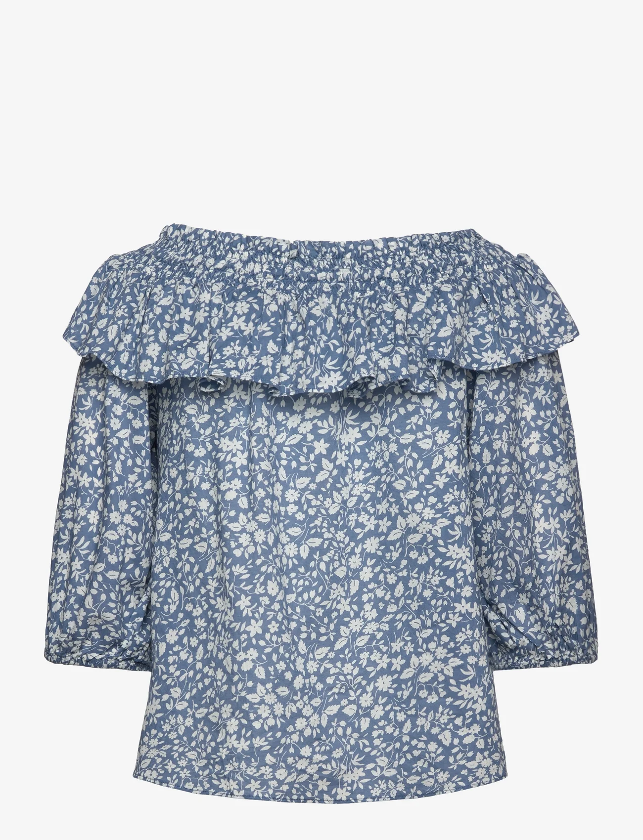 Lauren Ralph Lauren - Floral Voile Off-the-Shoulder Blouse - short-sleeved blouses - blue/cream - 1