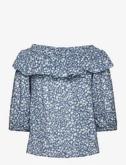 Lauren Ralph Lauren - Floral Voile Off-the-Shoulder Blouse - kortärmade blusar - blue/cream - 1