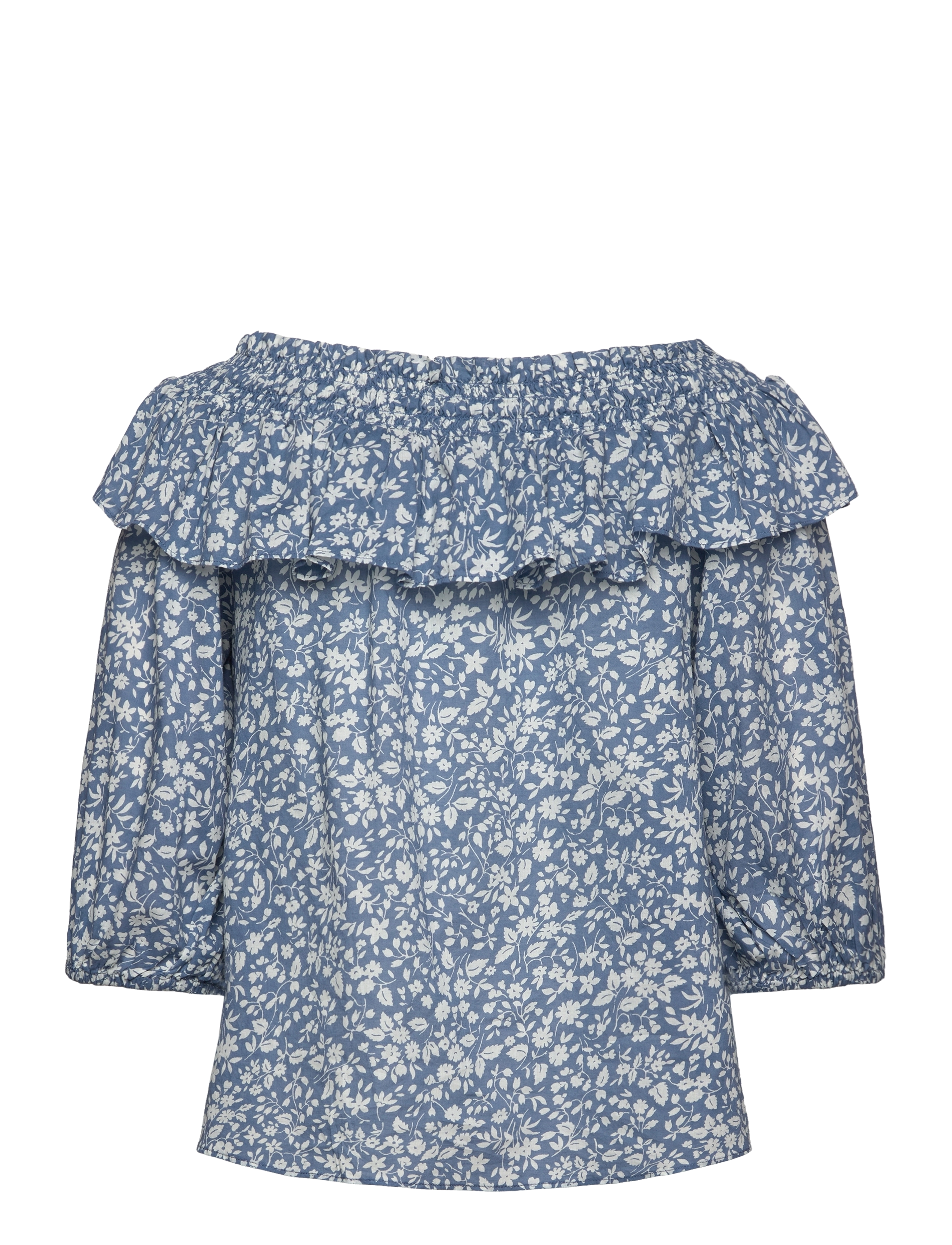 Lauren Ralph Lauren - Floral Voile Off-the-Shoulder Blouse - blue/cream - 1