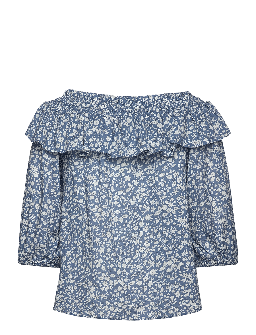 Lauren Ralph Lauren - Floral Voile Off-the-Shoulder Blouse - blue/cream - 1
