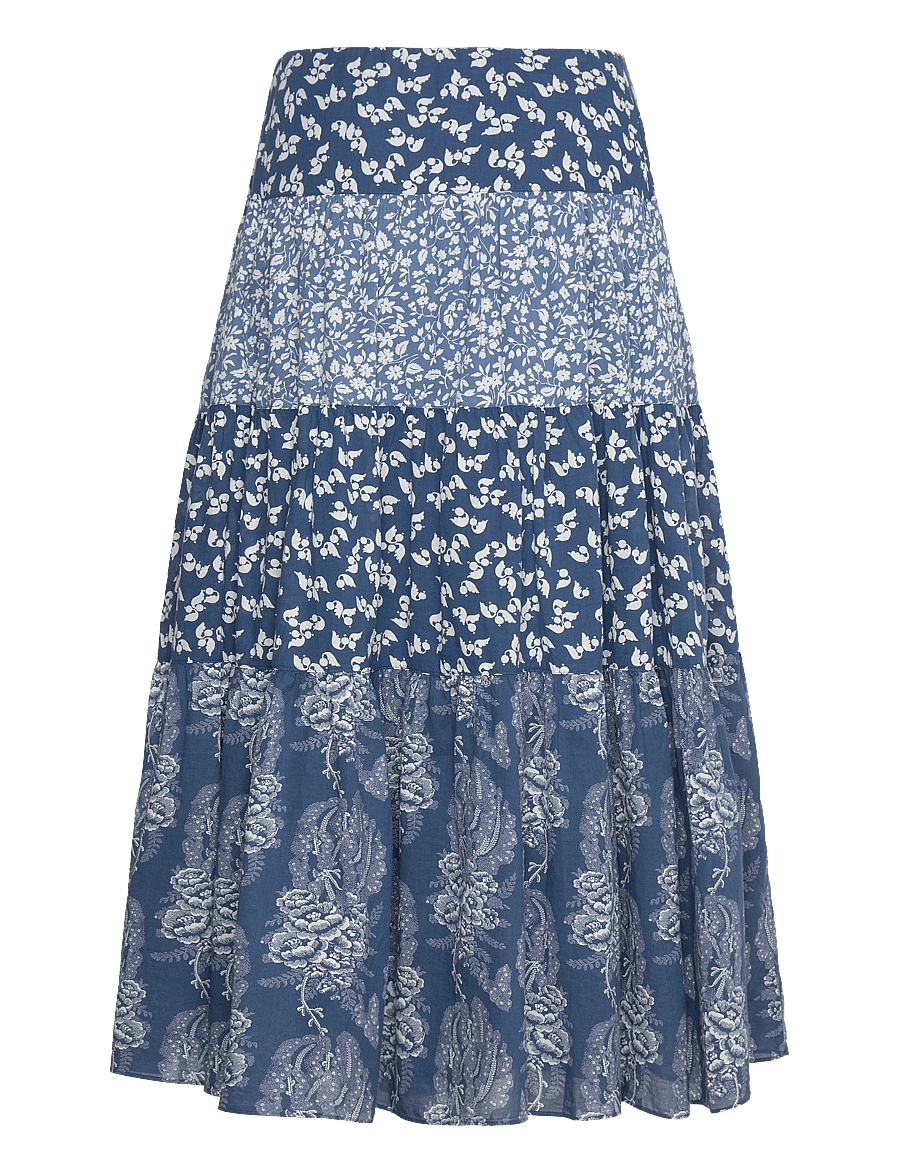 Lauren Ralph Lauren - Patchwork Floral Voile Tiered Skirt - blue/cream - 1