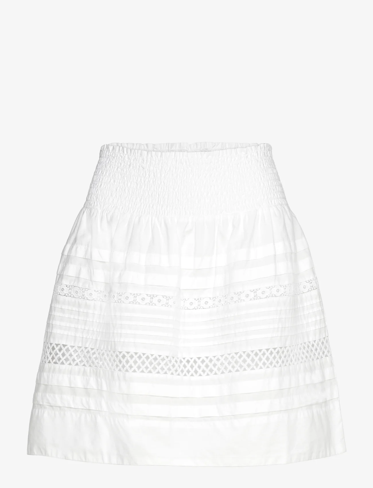Lauren Ralph Lauren - Lace-Trim Cotton Broadcloth Miniskirt - kurze röcke - white - 0