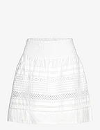 Lace-Trim Cotton Broadcloth Miniskirt - WHITE