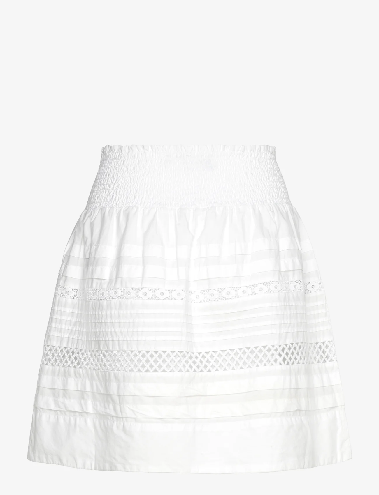 Lauren Ralph Lauren - Lace-Trim Cotton Broadcloth Miniskirt - korte skjørt - white - 1