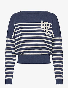 Logo Striped Cotton Boatneck Sweater, Lauren Ralph Lauren