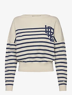 Logo Striped Cotton Boatneck Sweater, Lauren Ralph Lauren
