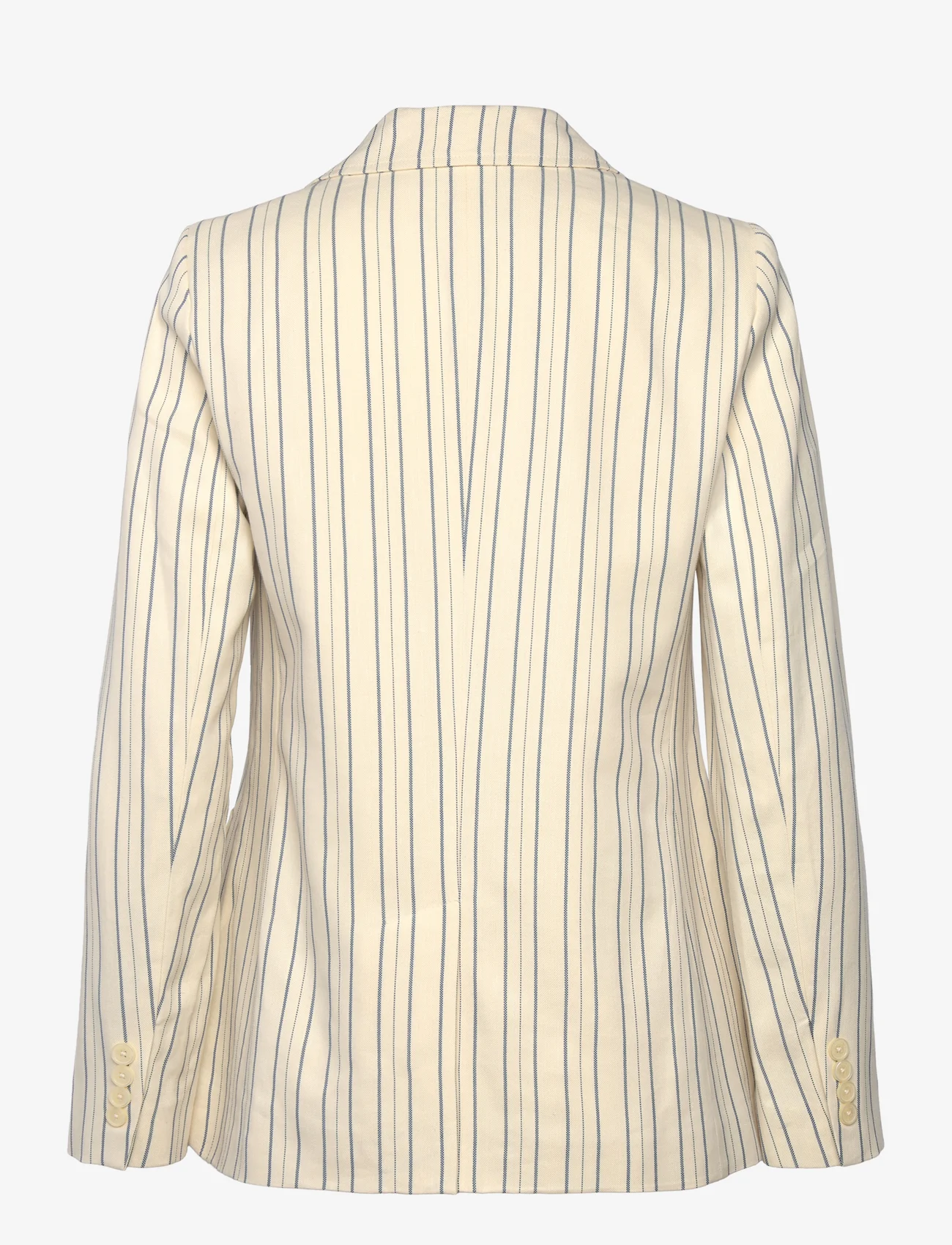 Lauren Ralph Lauren - Striped Cotton-Blend Blazer - yksiriviset bleiserit - cream/blue - 1
