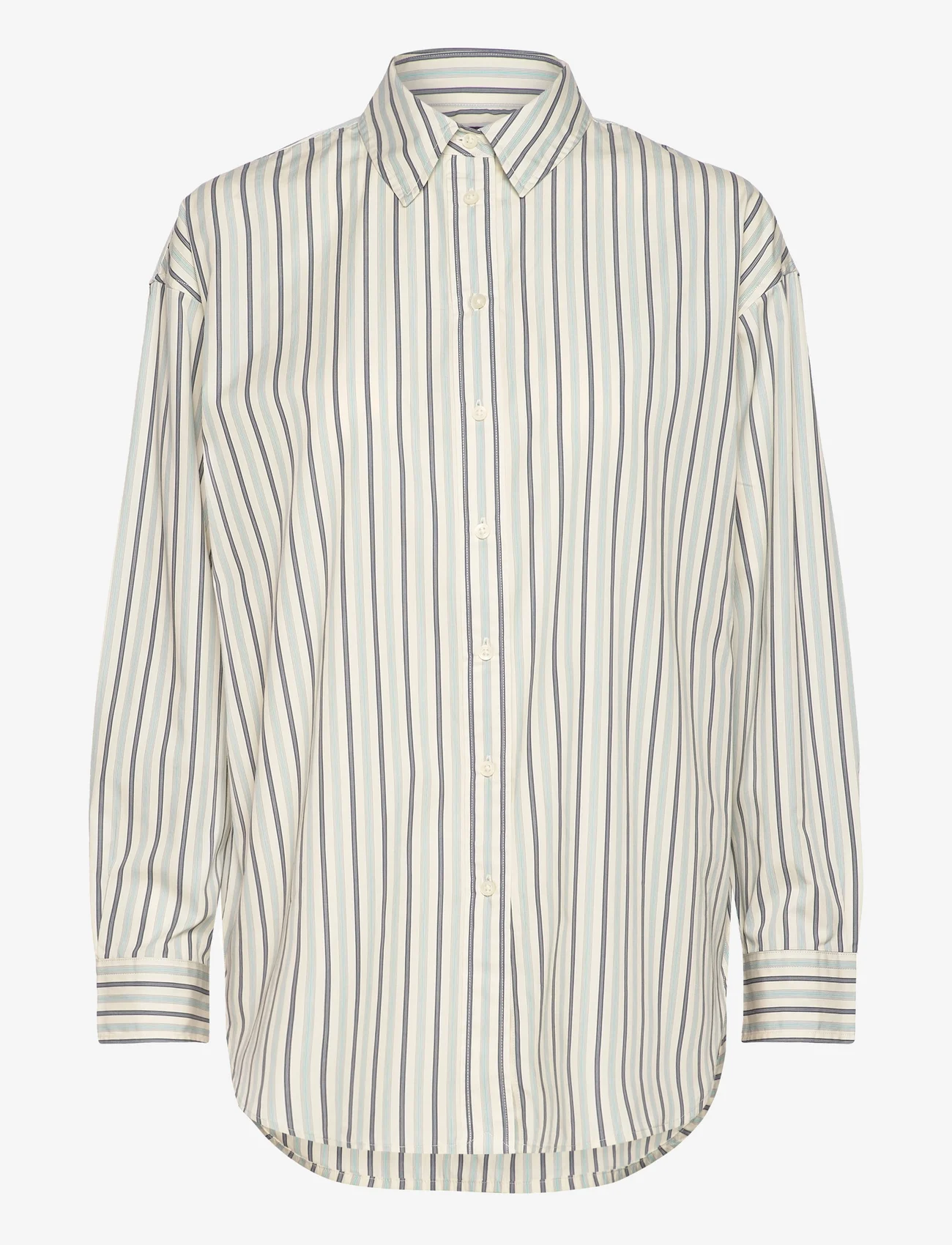 Lauren Ralph Lauren - Striped Cotton Broadcloth Shirt - langærmede skjorter - blue/white - 0