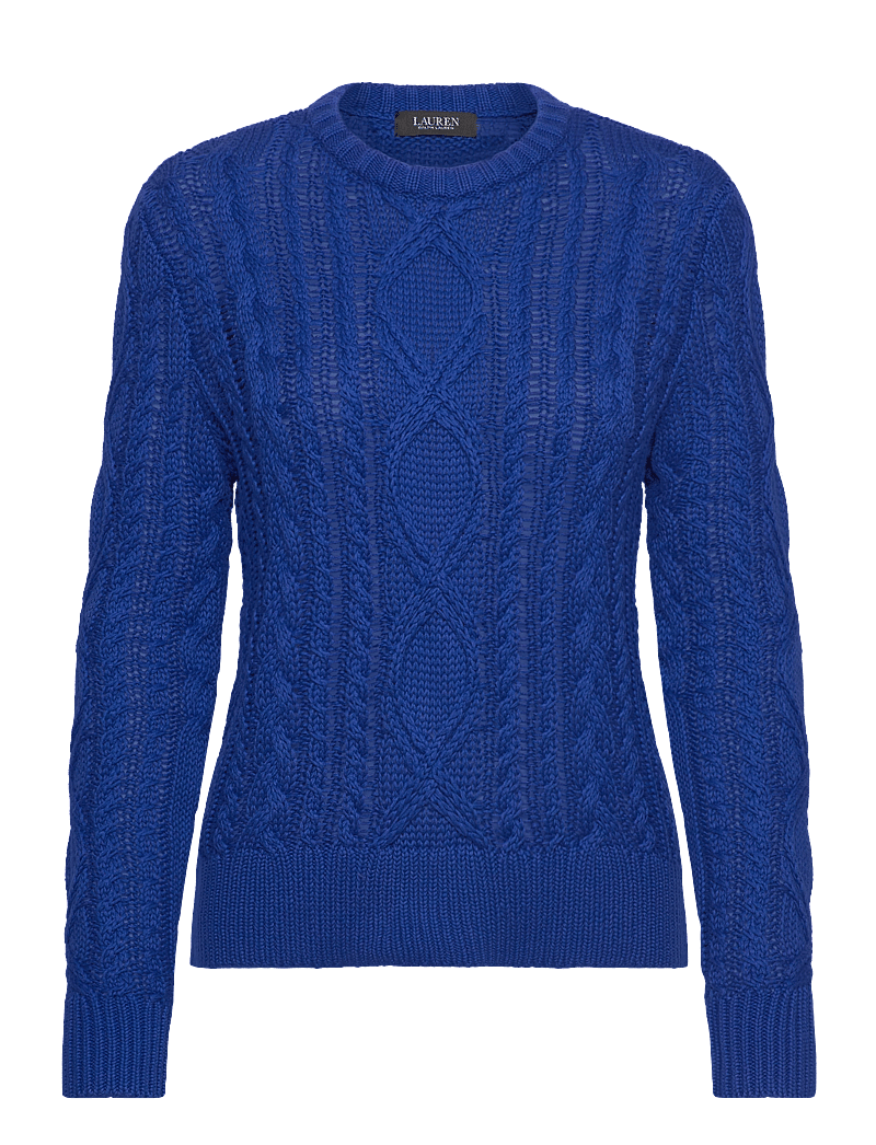Lauren Ralph Lauren - Aran-Knit Cotton-Blend Crewneck Sweater - megztiniai - new sapphire - 0