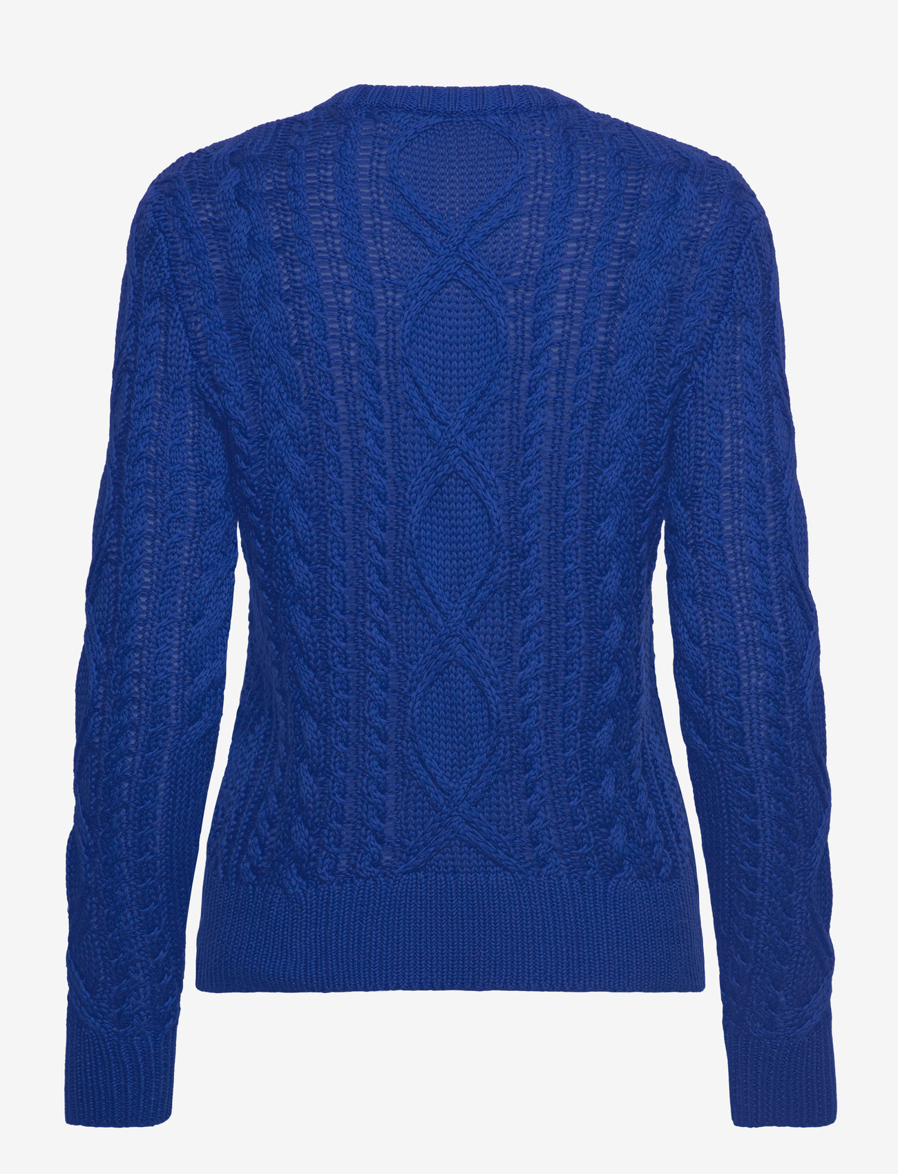 Lauren Ralph Lauren - Aran-Knit Cotton-Blend Crewneck Sweater - stickade tröjor - new sapphire - 1