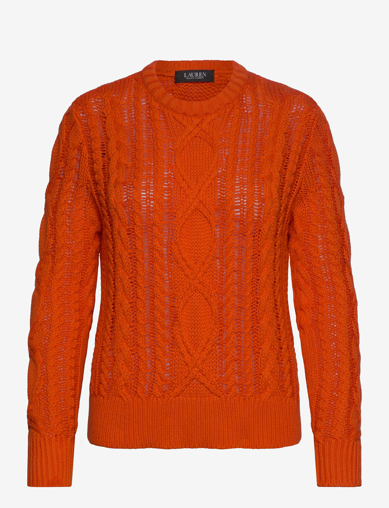 Lauren Ralph Lauren - Aran-Knit Cotton-Blend Crewneck Sweater - orange lily - 0
