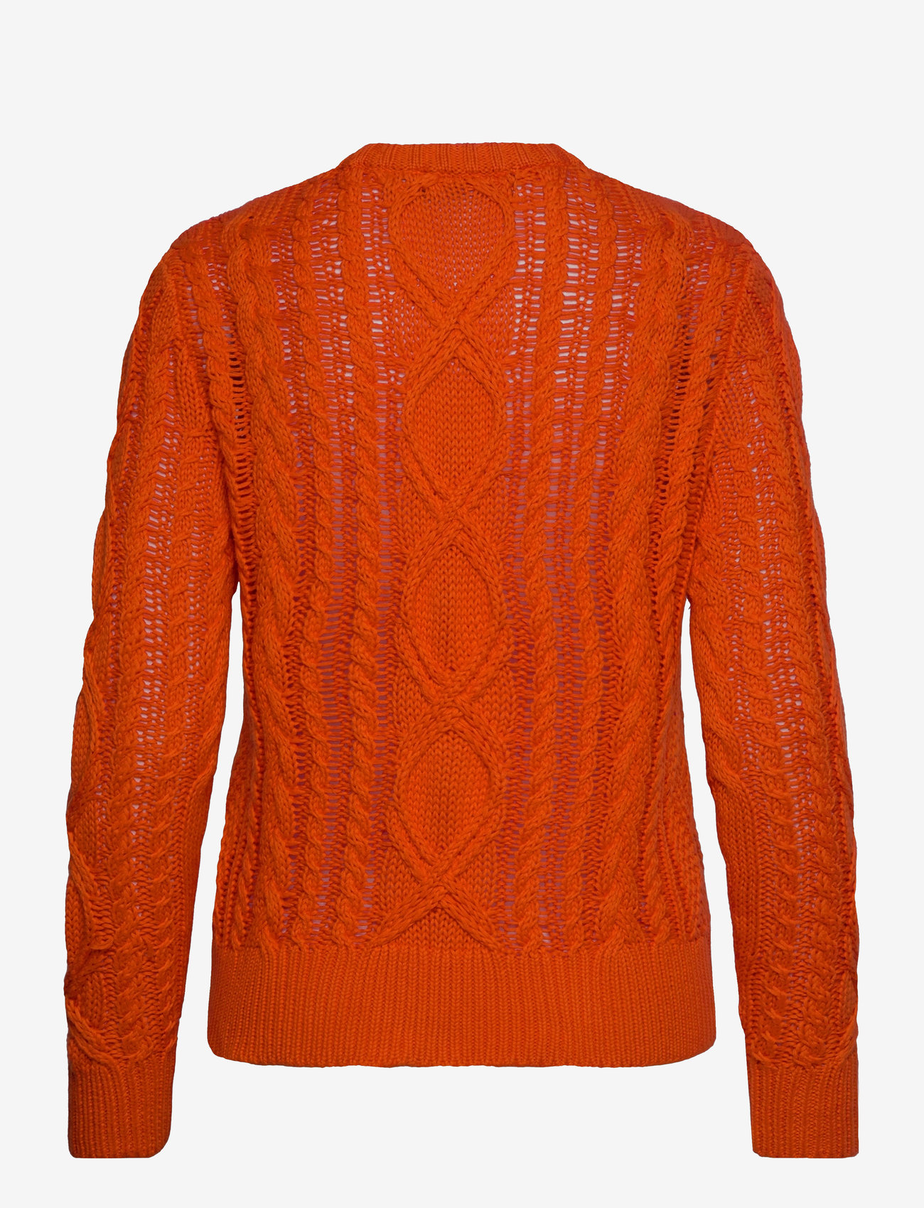 Lauren Ralph Lauren - Aran-Knit Cotton-Blend Crewneck Sweater - orange lily - 1