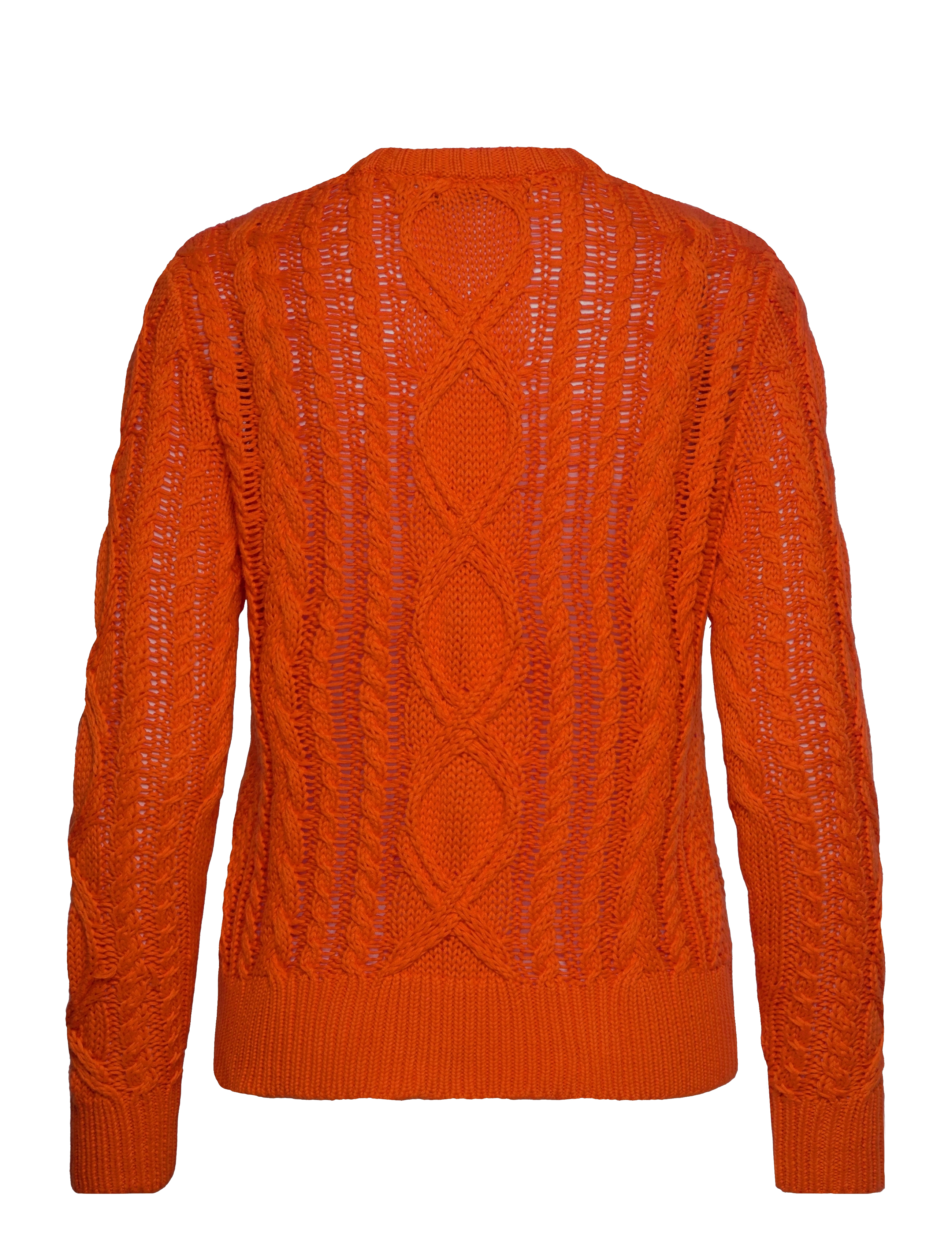 Lauren Ralph Lauren - Aran-Knit Cotton-Blend Crewneck Sweater - orange lily - 1