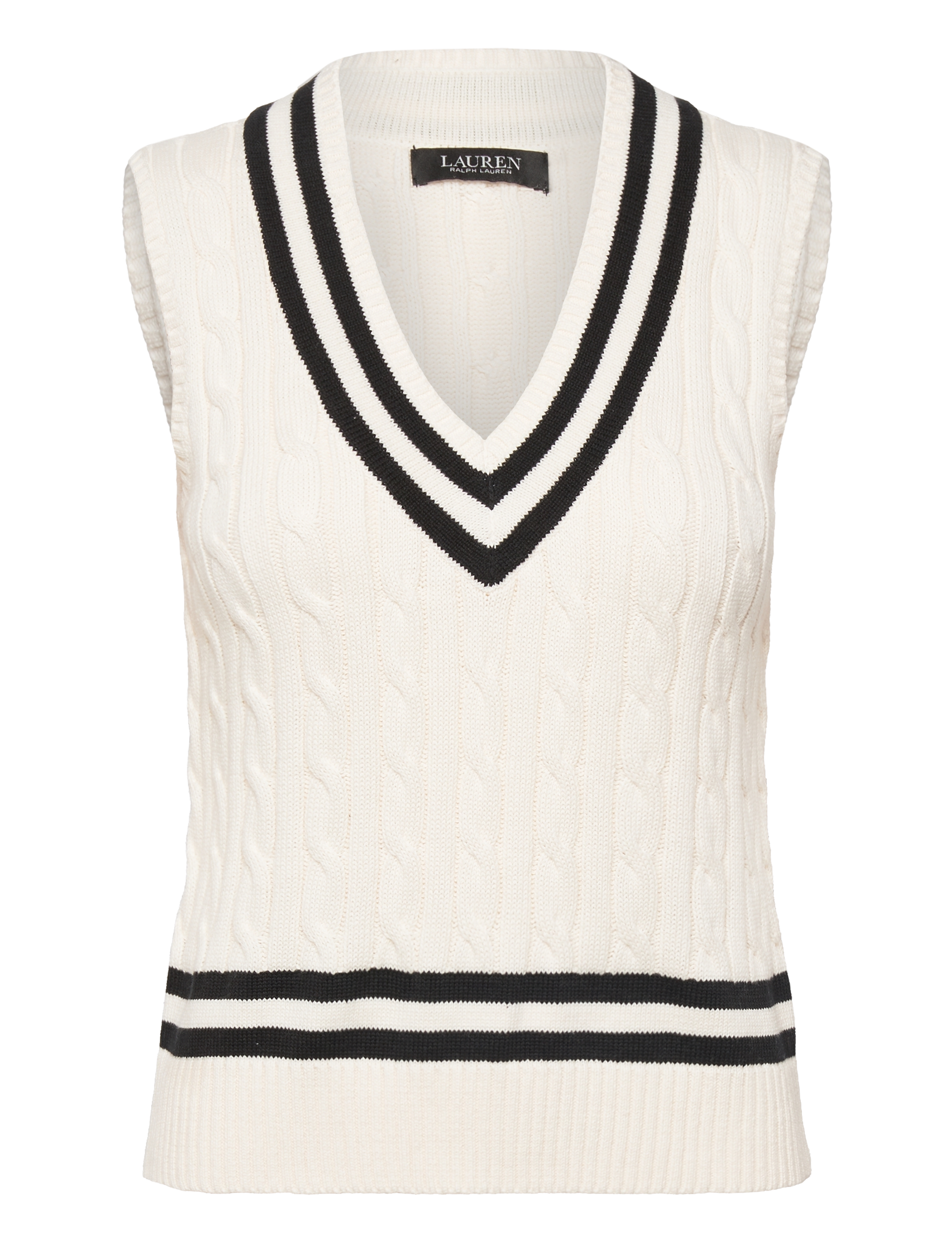 Cable-Knit Cotton Cricket Sweater Vest - MASCARPONE
