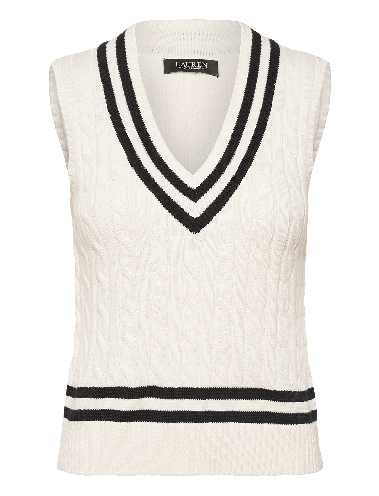Cable-Knit Cotton Cricket Sweater Vest - MASCARPONE