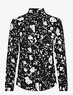 Slim Fit Floral Stretch Jersey Shirt - BLACK/CREAM