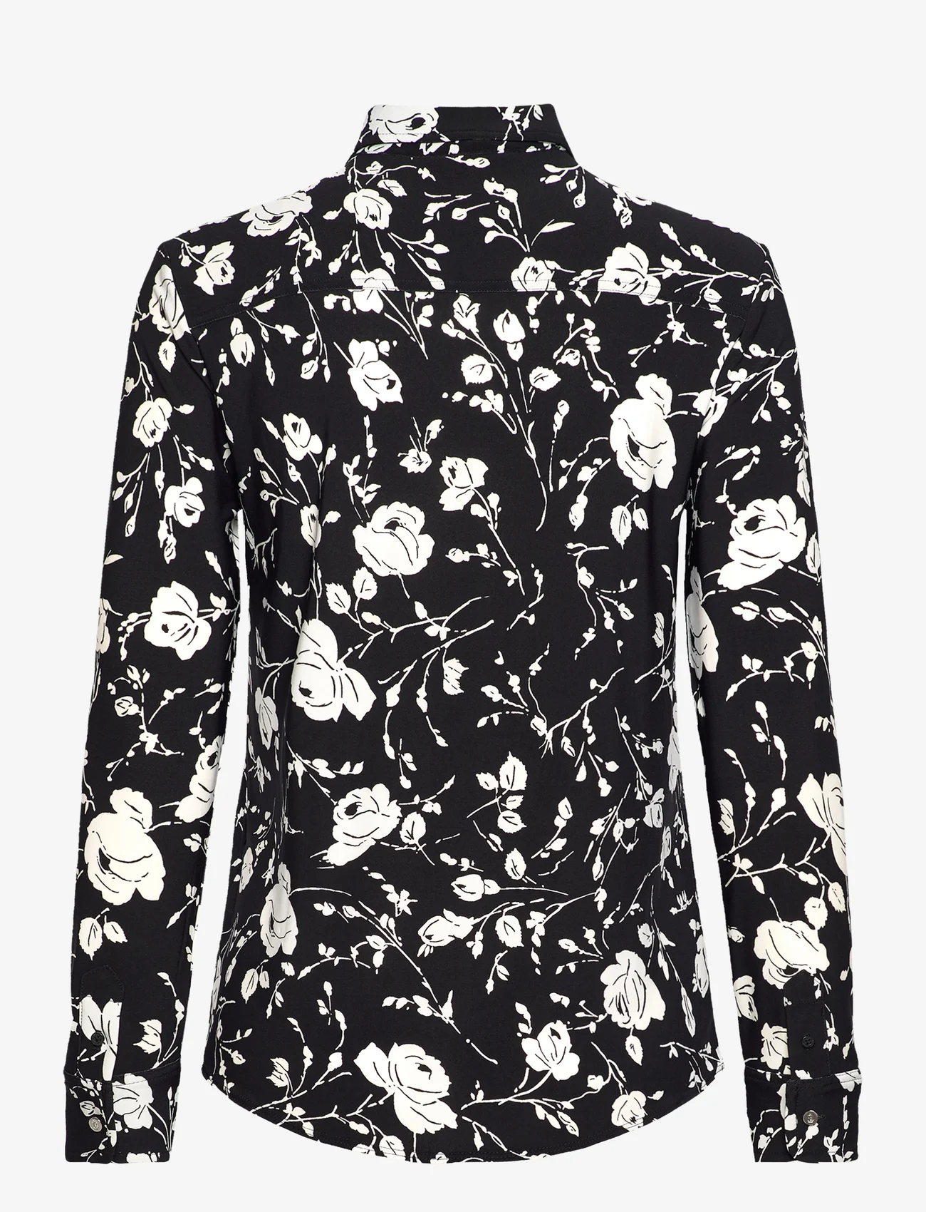 Lauren Ralph Lauren - Slim Fit Floral Stretch Jersey Shirt - langermede skjorter - black/cream - 1