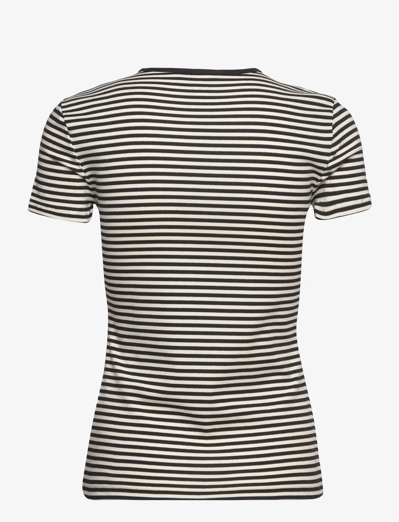 Lauren Ralph Lauren - Striped Stretch Cotton Crewneck Tee - t-shirts - black/mascarpone - 1