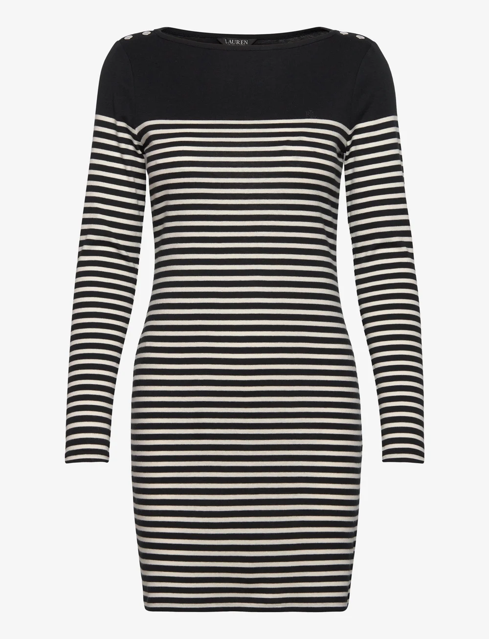 Lauren Ralph Lauren Striped Cotton Boatneck Dress Short Dresses Boozt