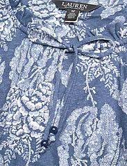 Lauren Ralph Lauren - Floral Linen-Blend Jersey Tie-Neck Top - t-shirts - blue/cream - 2