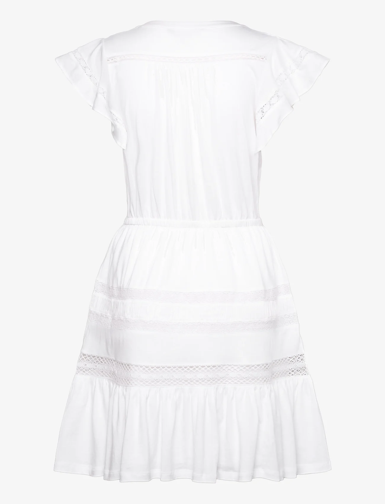 Lauren Ralph Lauren - Lace-Trim Jersey Flutter-Sleeve Dress - summer dresses - white - 1