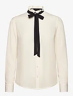 Classic Fit Georgette Tie-Neck Shirt - MASCARPONE CREAM/