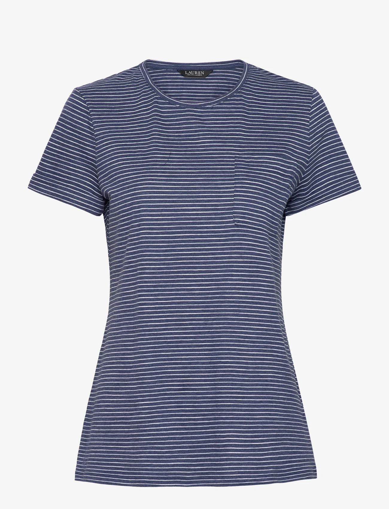 Lauren Ralph Lauren - Striped Slub Jersey Pocket Tee - kortærmede skjorter - indigo dusk/white - 0