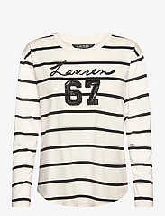 Lauren Ralph Lauren - Sequined-Logo Jersey Long-Sleeve Tee - topy z długimi rękawami - mascarpone cream/ - 0