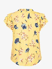 Lauren Ralph Lauren - Floral Linen-Blend Jersey Tie-Neck Top - t-shirts - yellow multi - 1